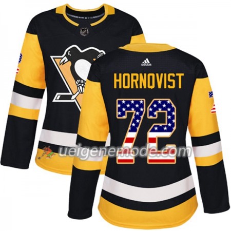 Dame Eishockey Pittsburgh Penguins Trikot Patric Hornqvist 72 Adidas 2017-2018 Schwarz USA Flag Fashion Authentic